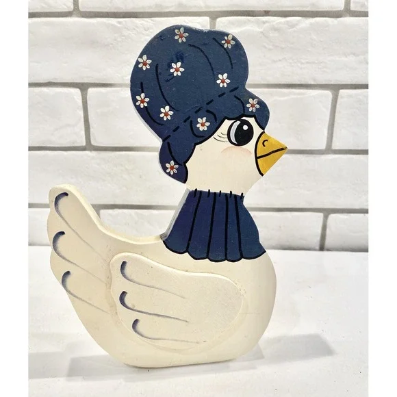 VTG‎ Handmade Wood Clothespin Duck Recipe,Memo,Note ,Card Holder Folk Art - Picture 6 of 11